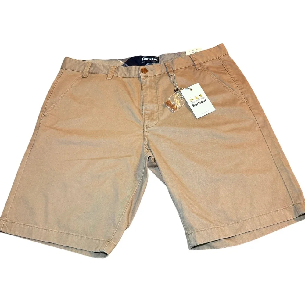 Barbour City Neuston Shorts Mens 38 Stone Tan Cotton Regular Fit NWT 10 Inseam
